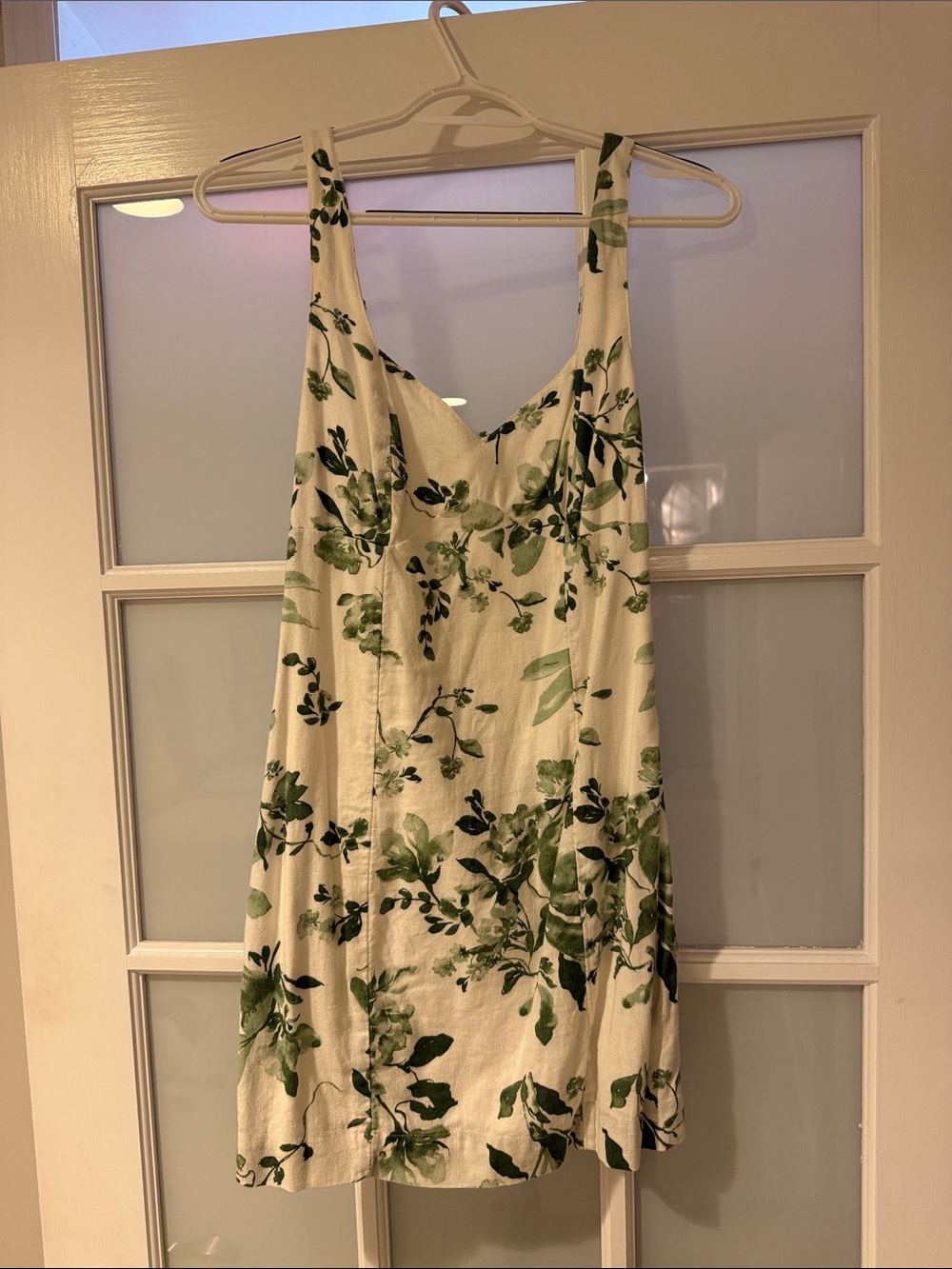 Abercrombie & Fitch Cream Mini Dress with Green Floral Print